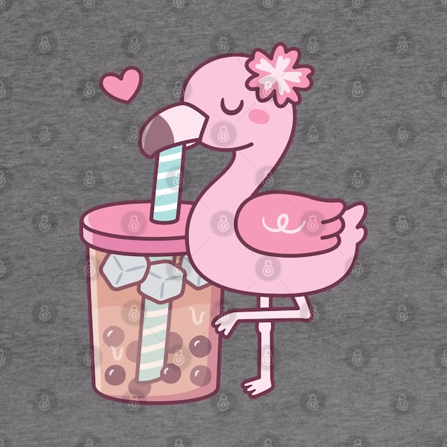 Cute Flamingo Loves Bubble Tea by rustydoodle